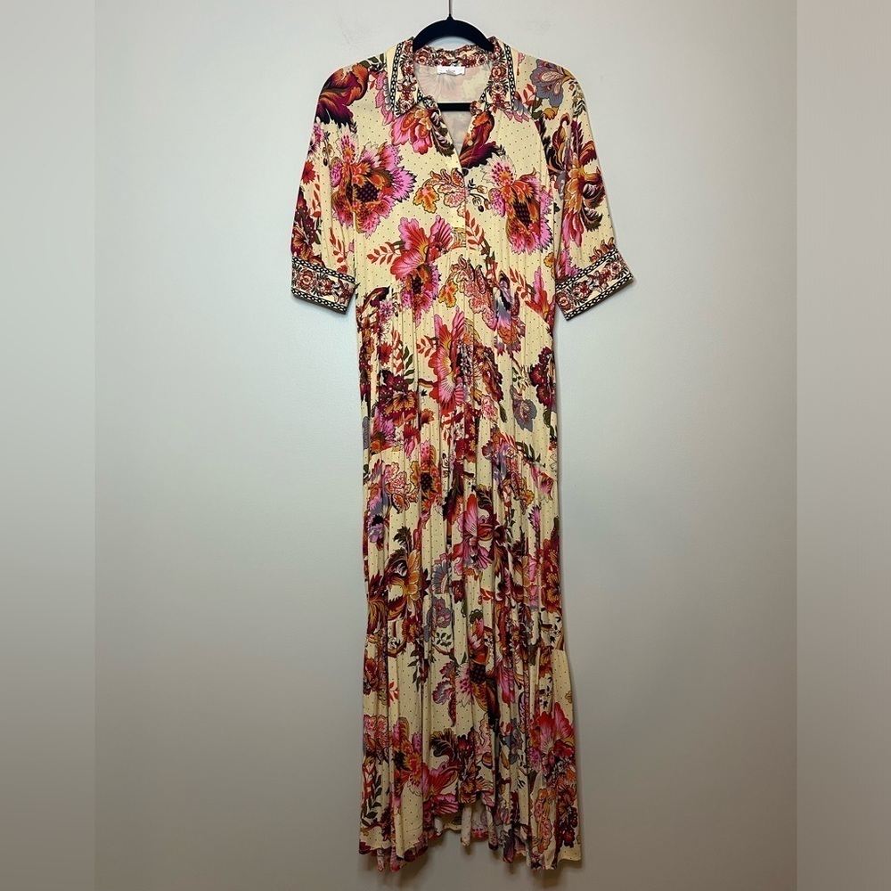 Dillards A Loves A Floral Print Button Tiered Shirt Dress Size S